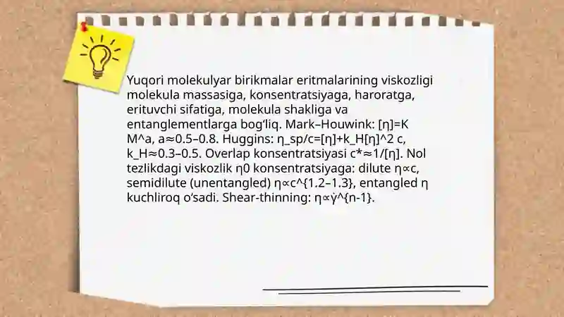 Yuqori molekulyar birikmalar eritmalarining xossalari va qonning reologik xossalari 3