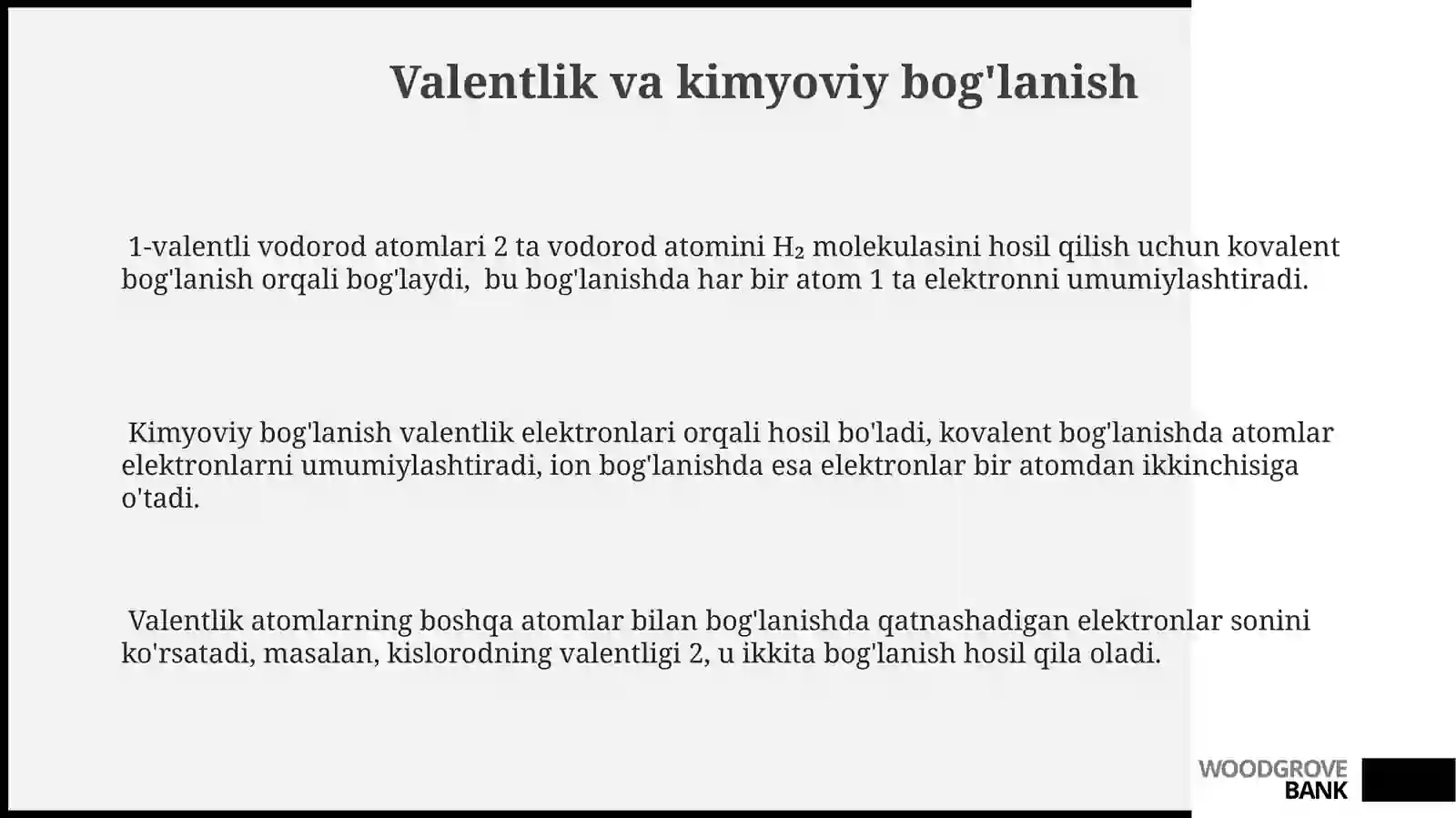 Kimyoviy formula. Valentlik 3