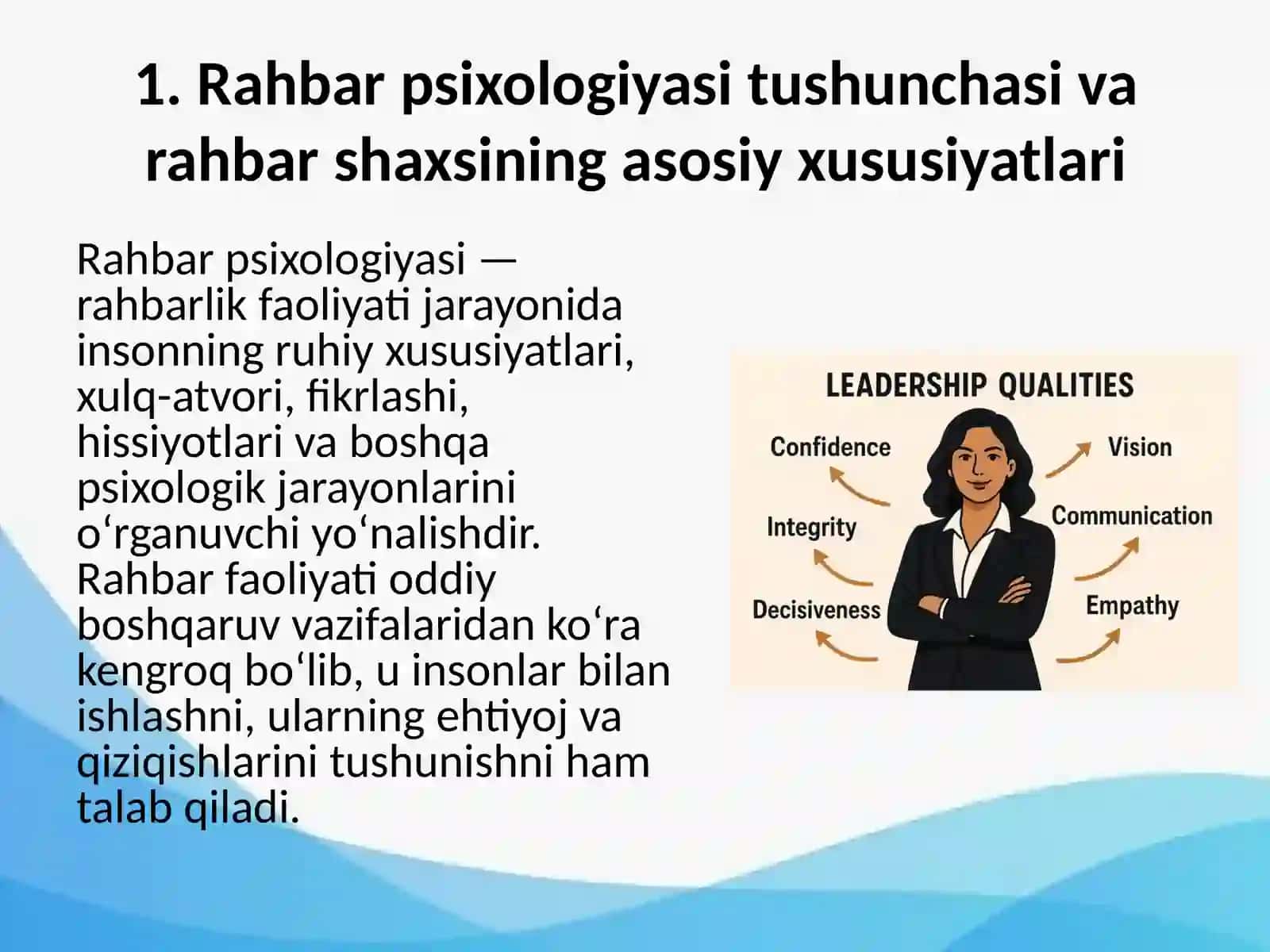 Rahbar psixologiyasi va “Rahbarlar” uchun treninglar 3