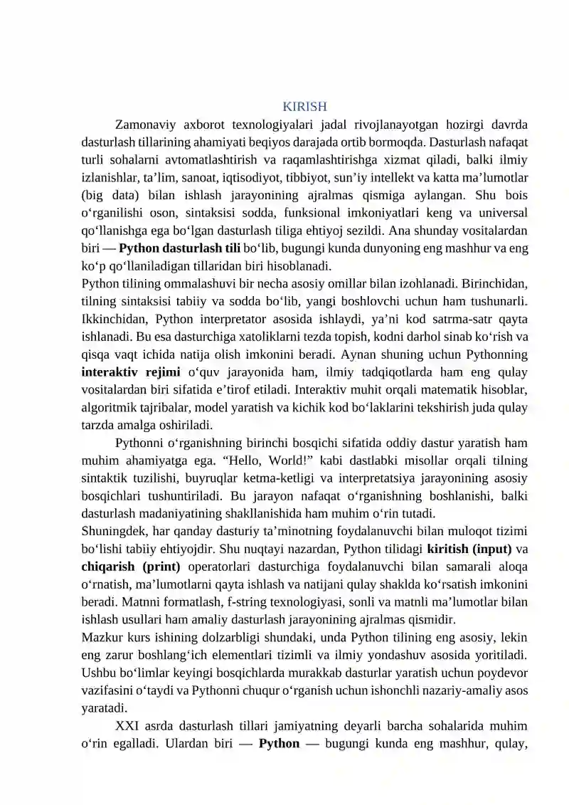 Python dasturlash tilida interaktiv rejim, birinchi dastur, kiritish va chiqarish operatorlari 3