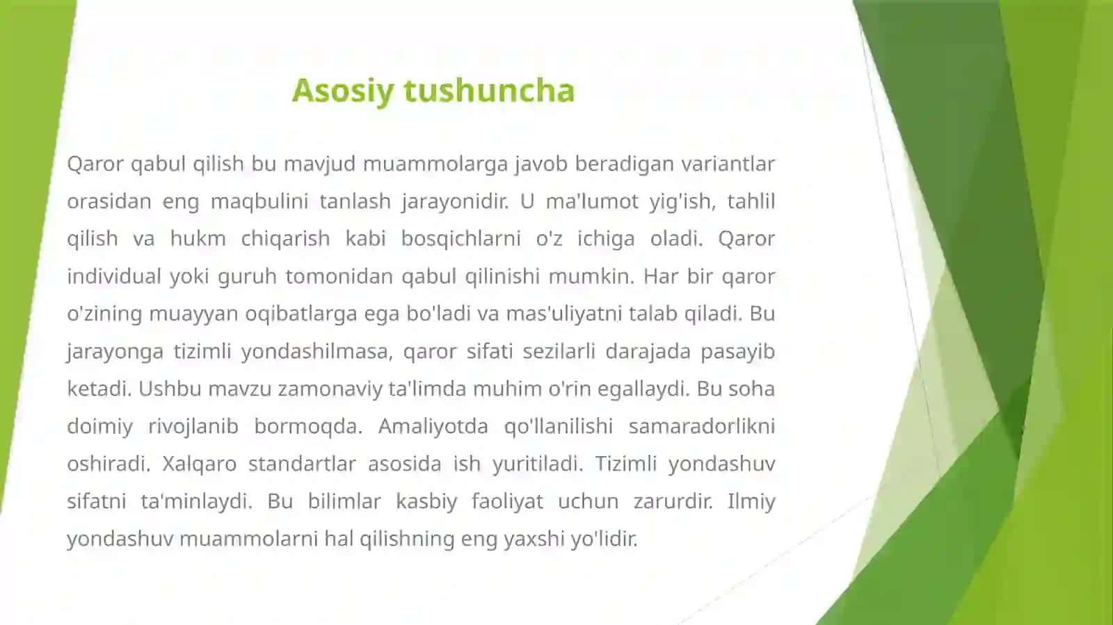 QAROR QABUL QILISH JARAYONINING ASOSIY BOSQICHLARI 3