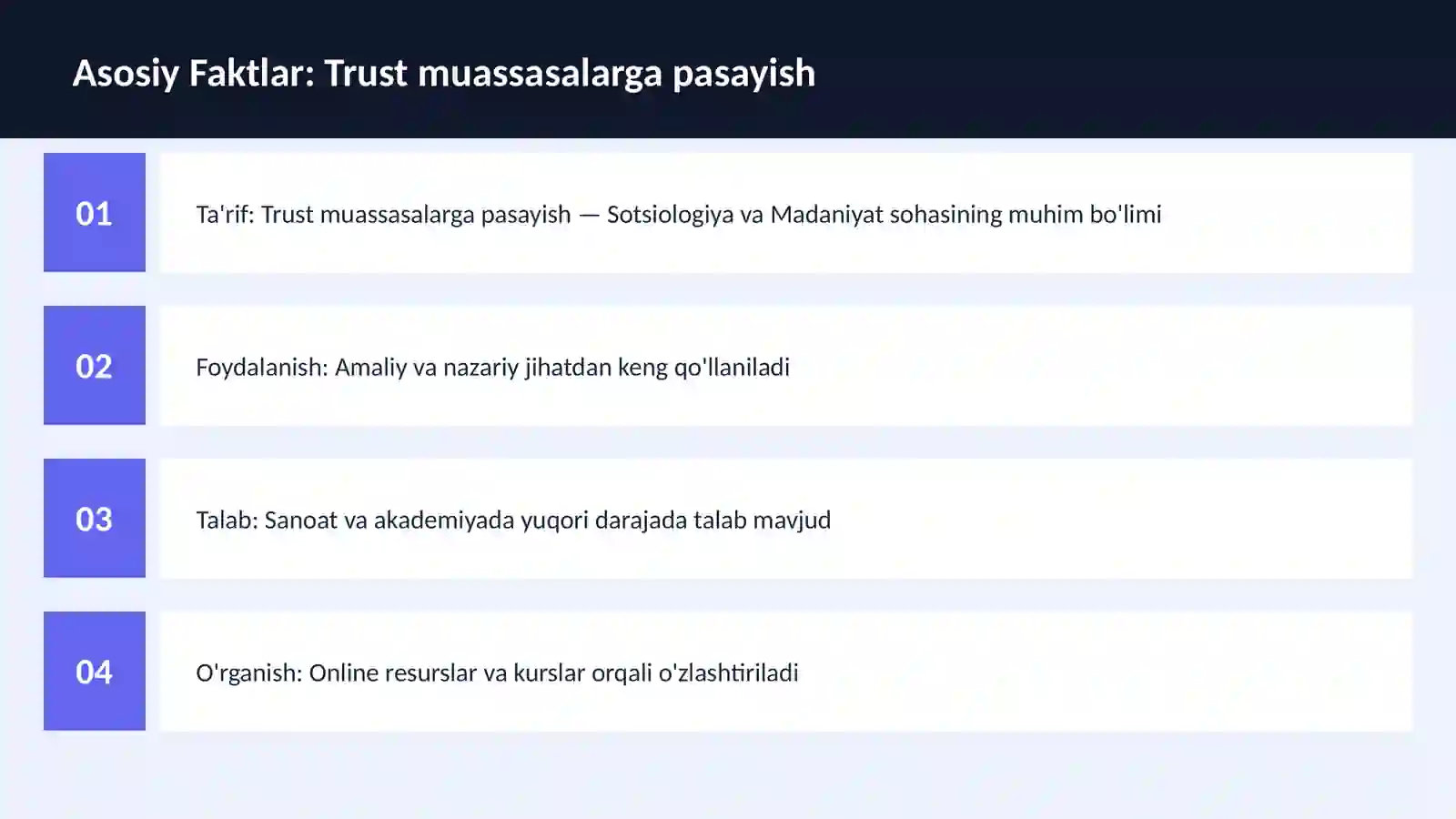 Trust muassasalarga pasayish 3