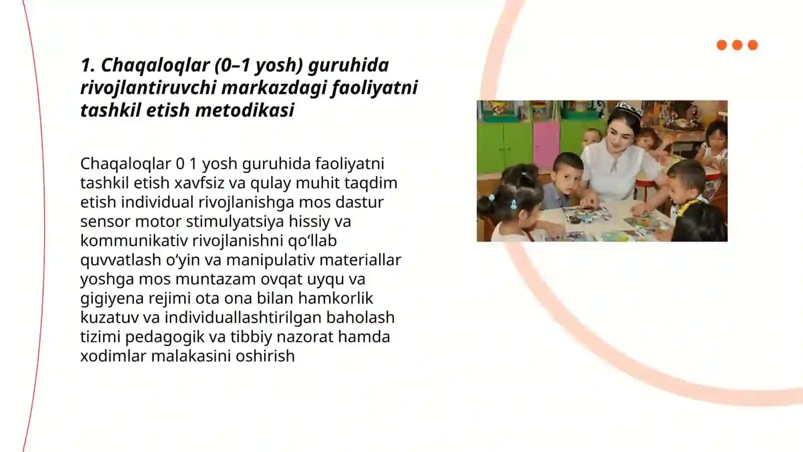 Turli yosh guruhlarida rivojlantiruvchi markazlardagi faoliyatlarini tashkil qilish metodikasi 3