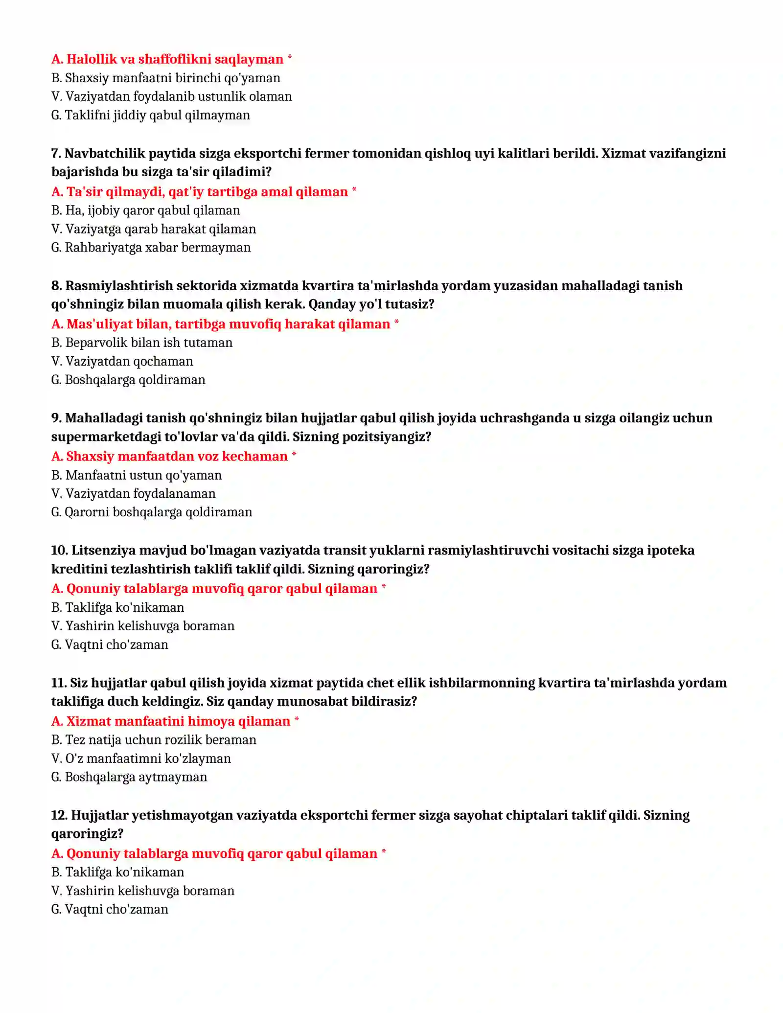 BOJXONA AKADEMIYASI - TO'LIQ TEST TO'PLAMI (№ 100) 3