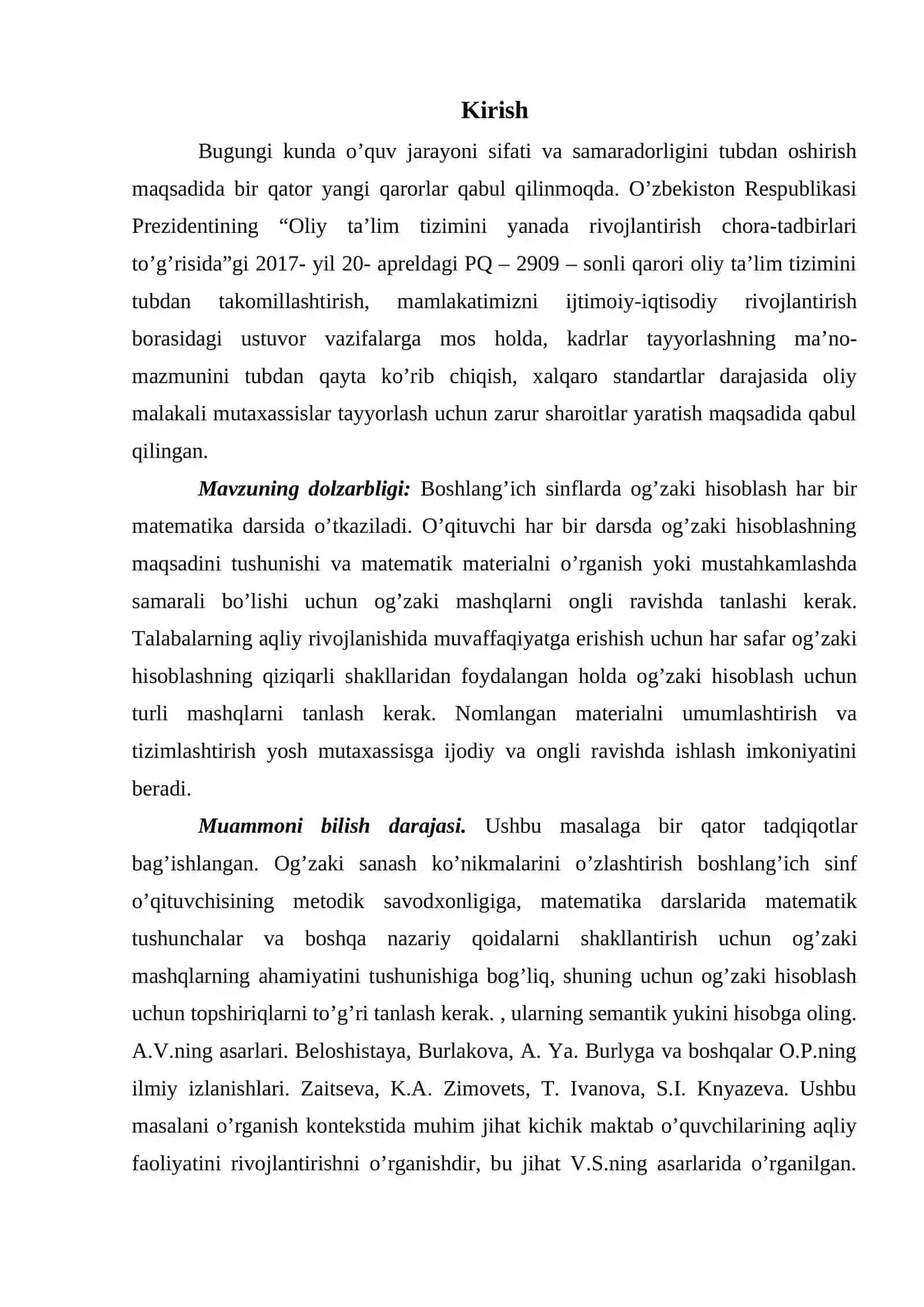 Kichik yoshdagi o’quvchilarning aqliy faoliyatini rivojlantirish uchun matematika darslarida og’zaki hisoblashning nazariy va uslubiy asoslari va ahamiyati 3