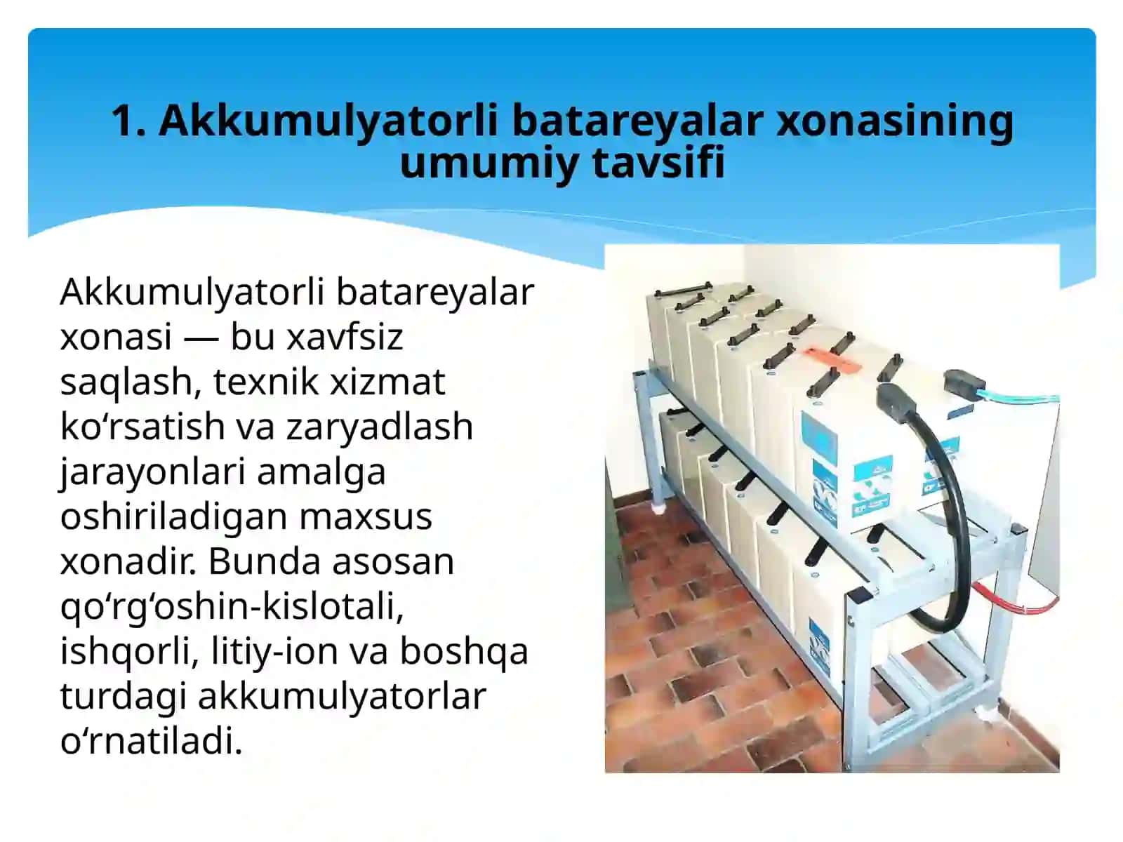 Akkumulyatorli batareyalar xonasi va talablari 3