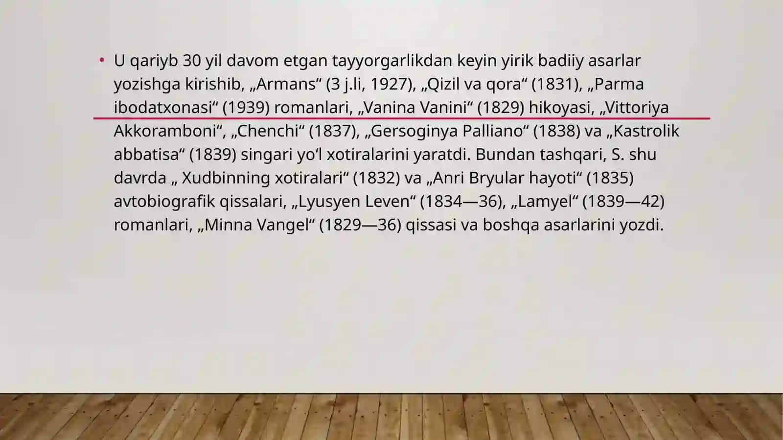 STENDAL VA UNING “QIZIL VA QORA” ROMANI 3