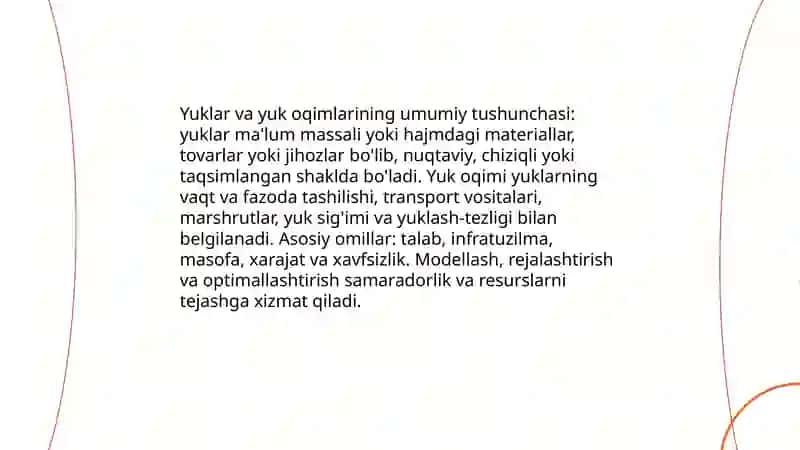 Yuklar va yuk oqimlari 3
