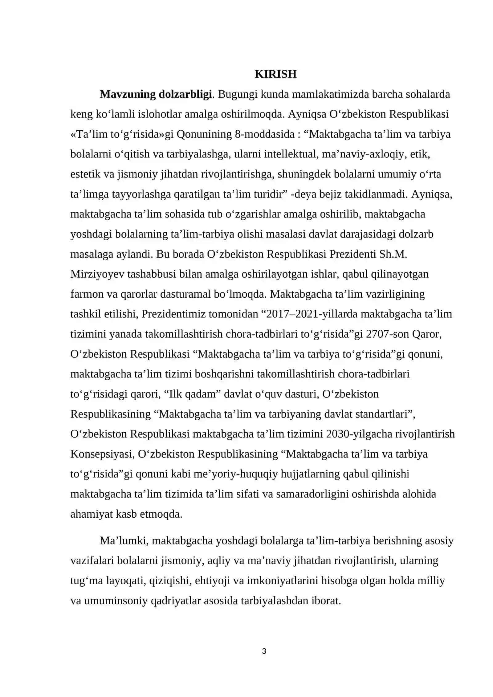 MAKTABGACHA TA'LIM XUSUSIY METODIKASI FANIDAN 3