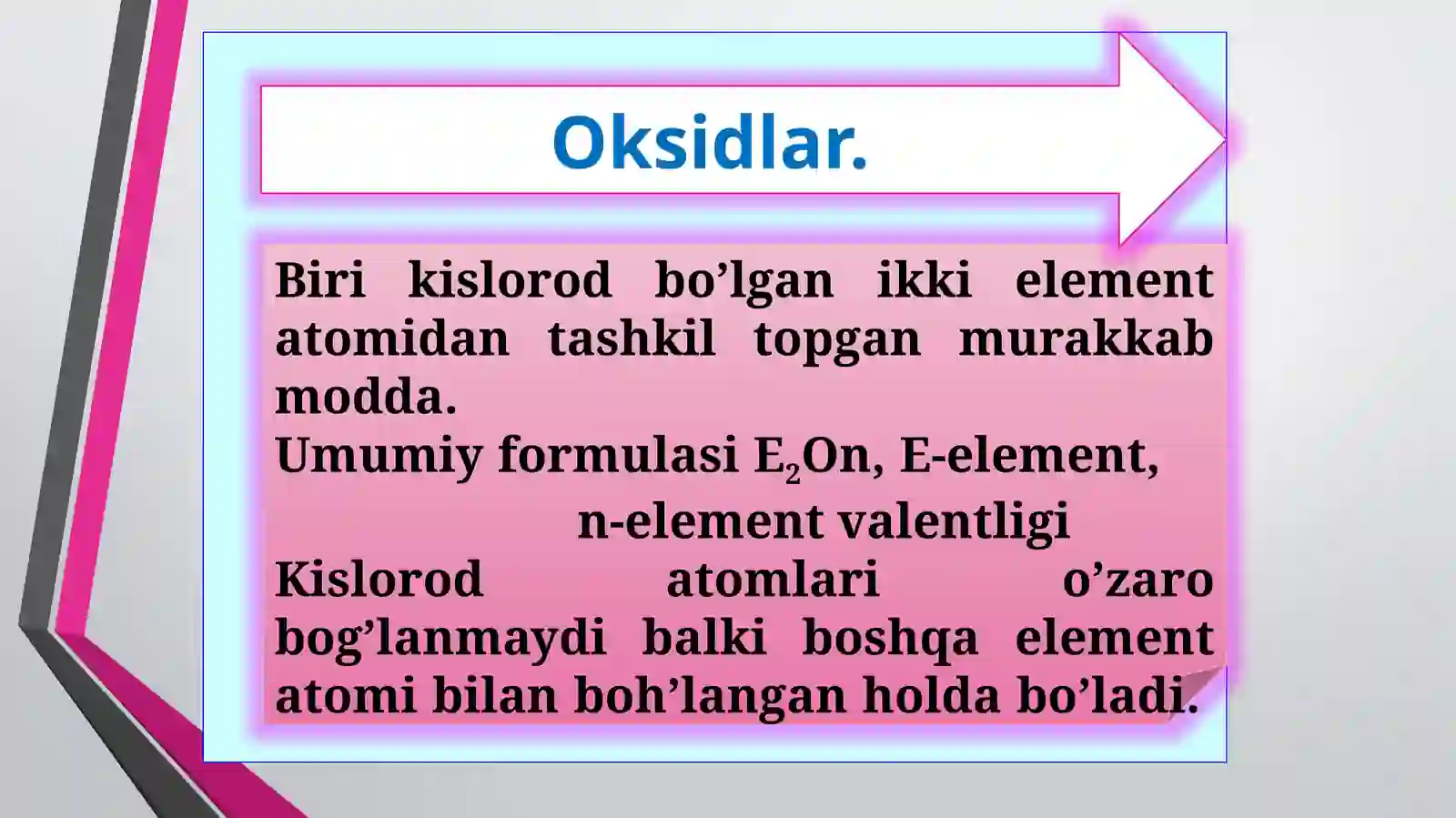 Oksidlarning olinishi va xossalari 3