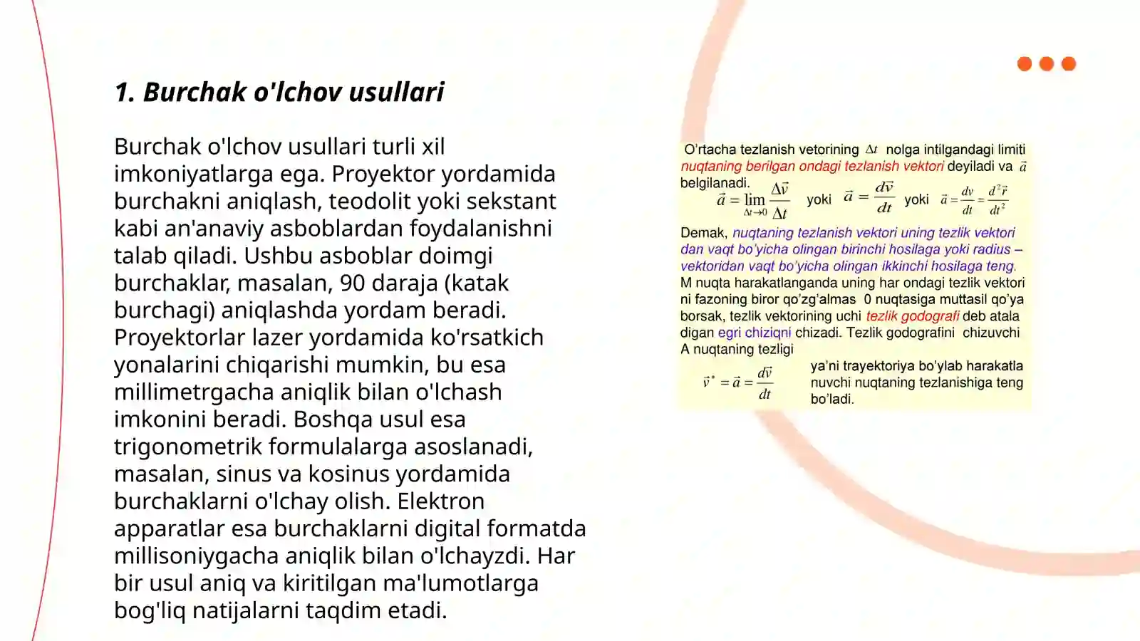 Burchak o'lchov usullari 3