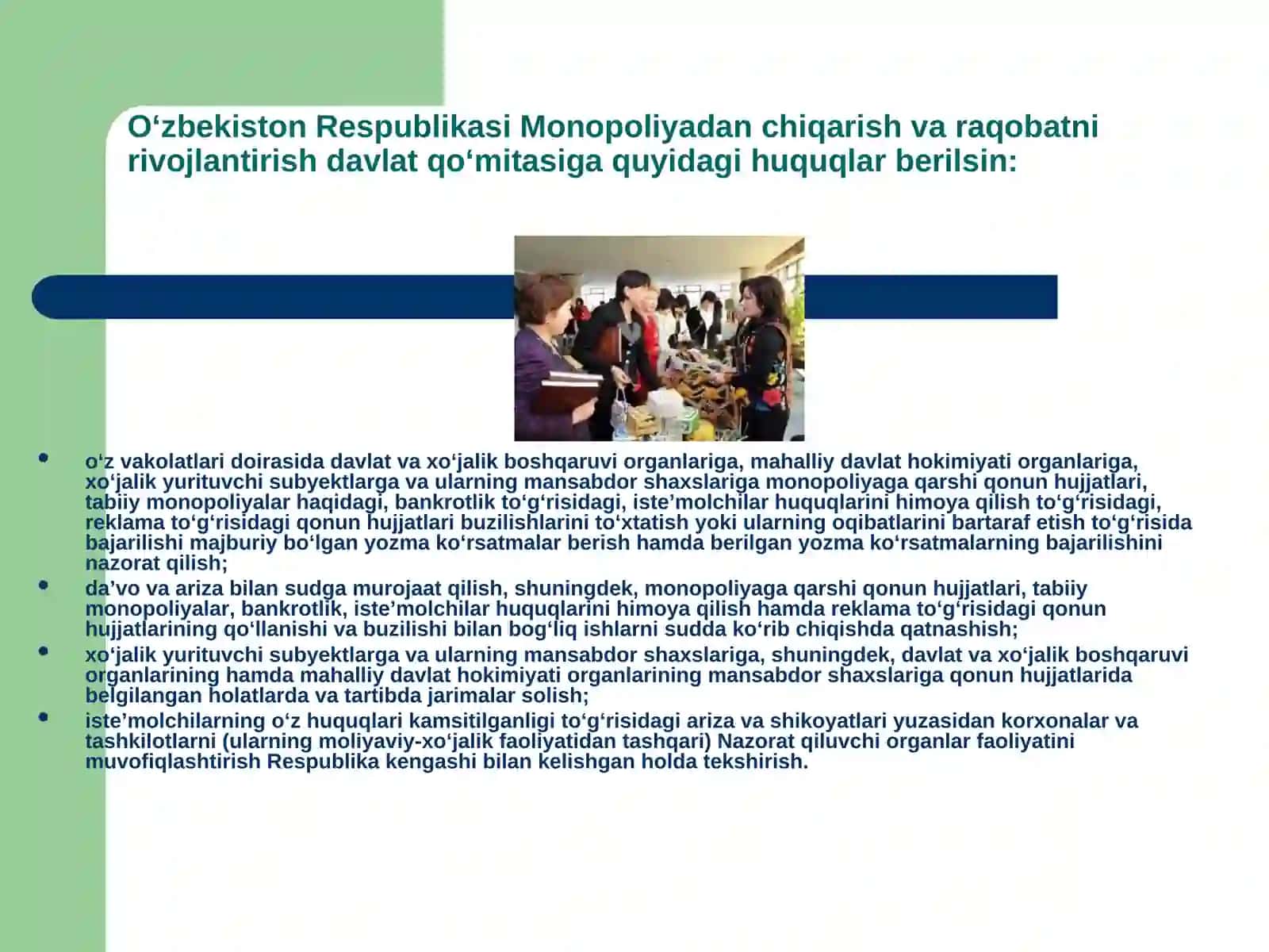 Monopolistik faoliyatni cheklash bo`yiha davlatning chora tadbirlari 3