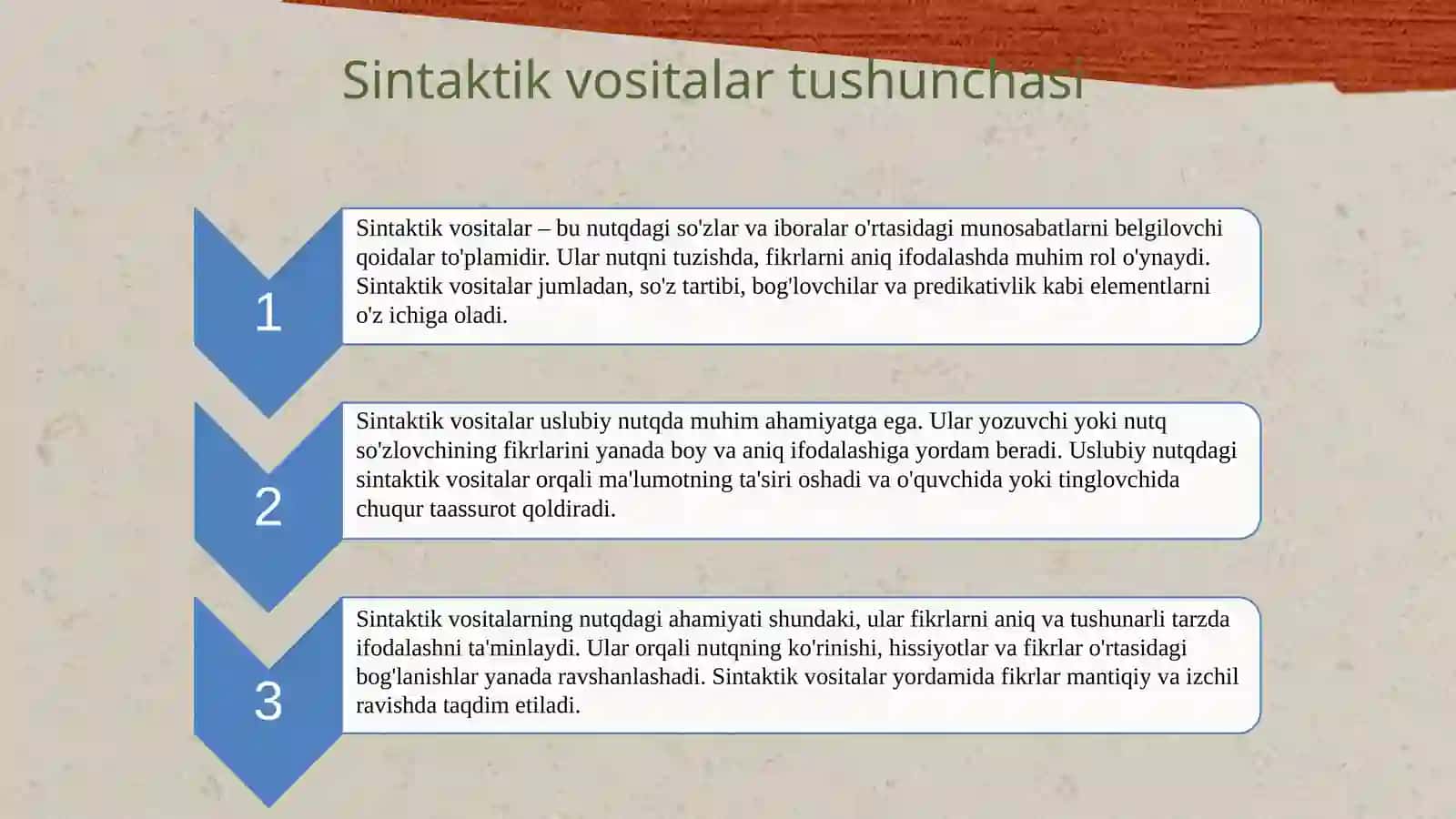 Sintaktik vositalarni uslubiy nutqda qo'llash 3