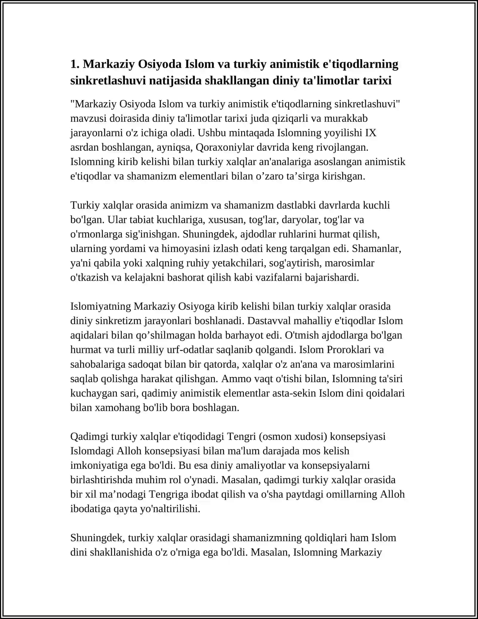 ISLOM VA BOSHQA DINIY AQIDALAR SINKRETLASHUVI NATIJASIDA SHAKLLANGAN DINIY TA'LIMOTLAR TARIXI 3