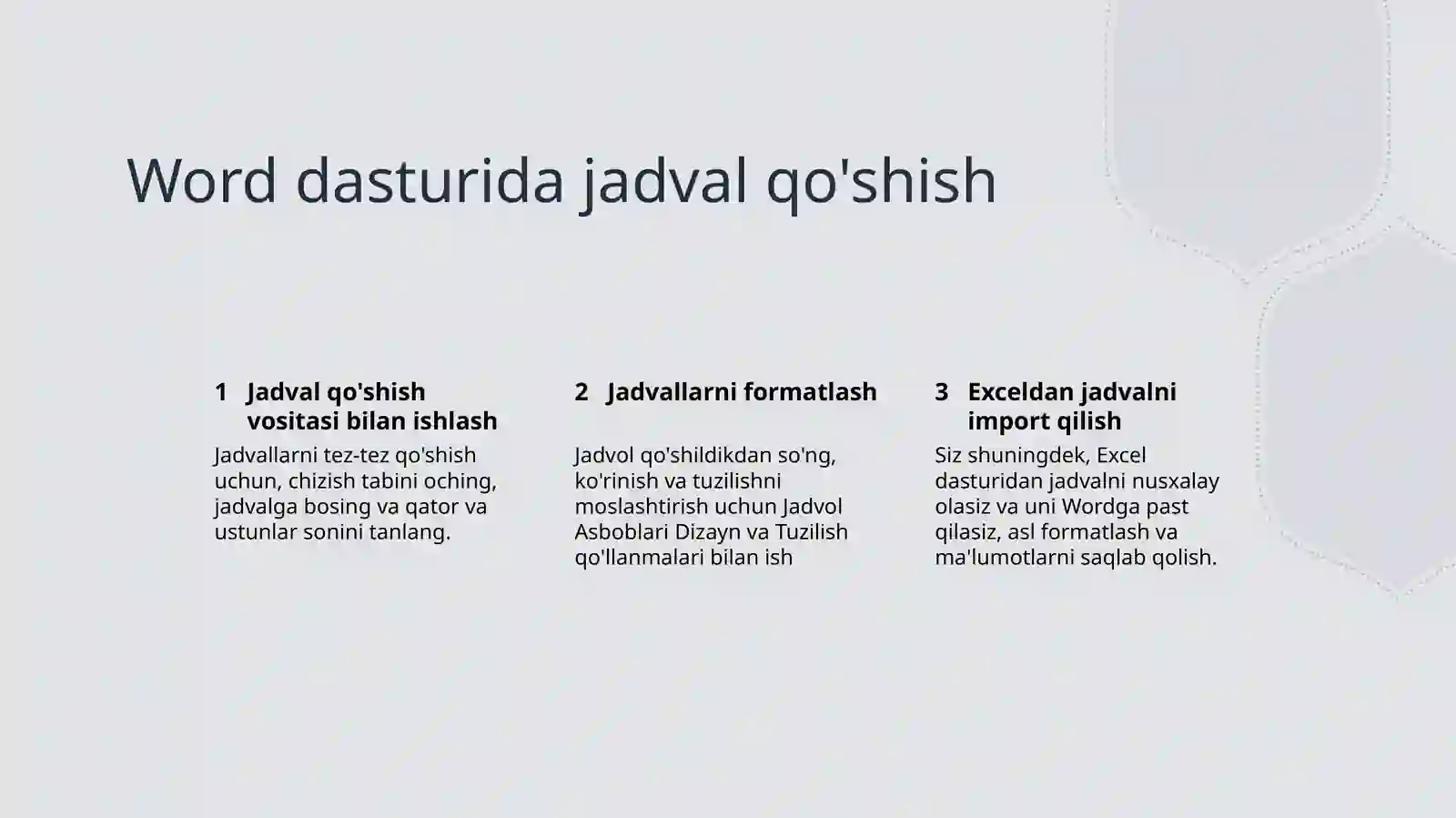 Word dasturida jadvallar bilan ishlash 3