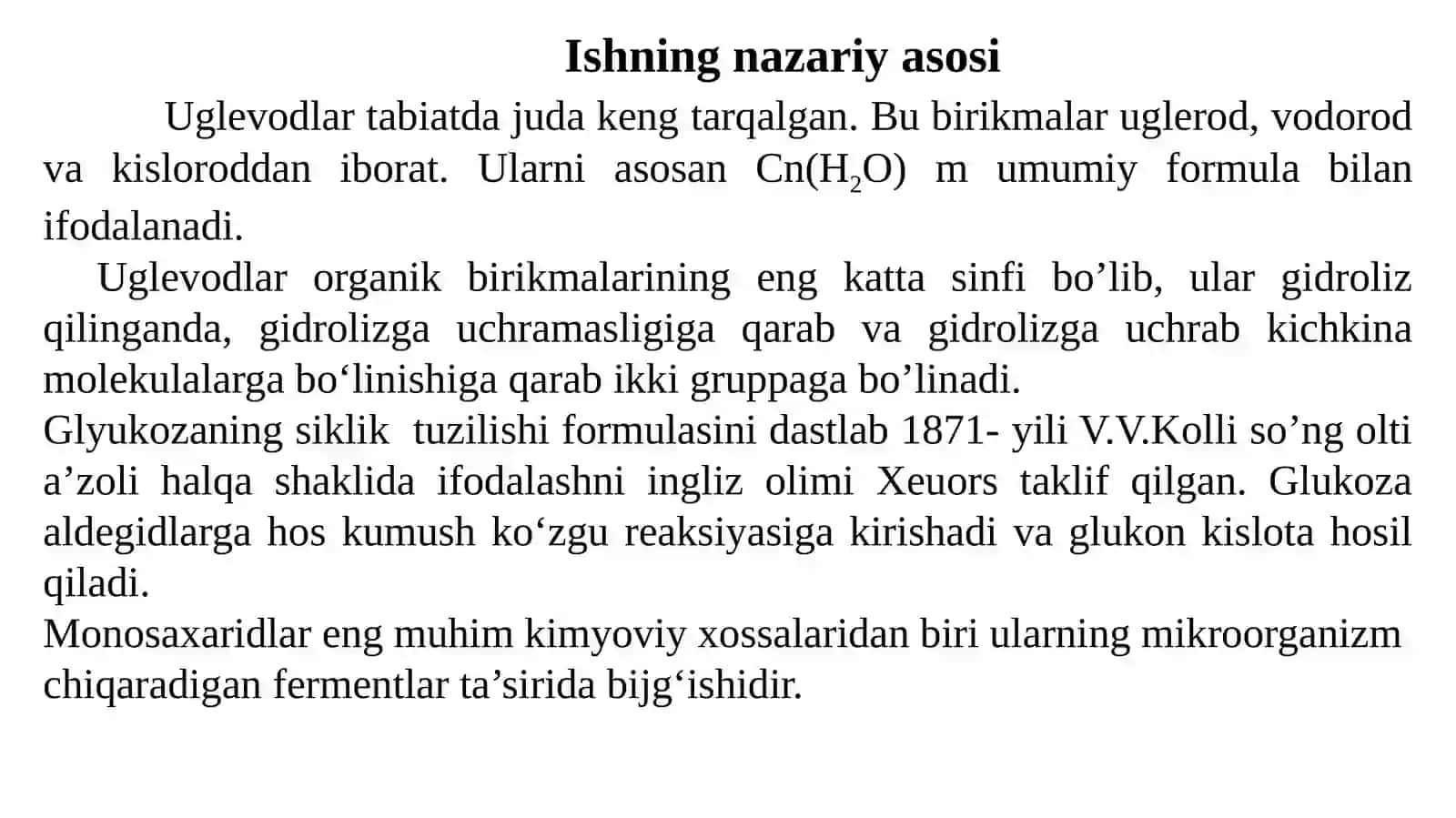 Uglevodlar - Biologik jarayonlar energiya manbai sifatida 3