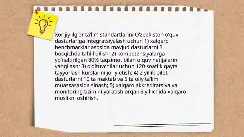 Xorijiy ilgʻor taʼlim standartlarini Oʻzbekiston oʻquv dasturlariga integratsiyalash 3