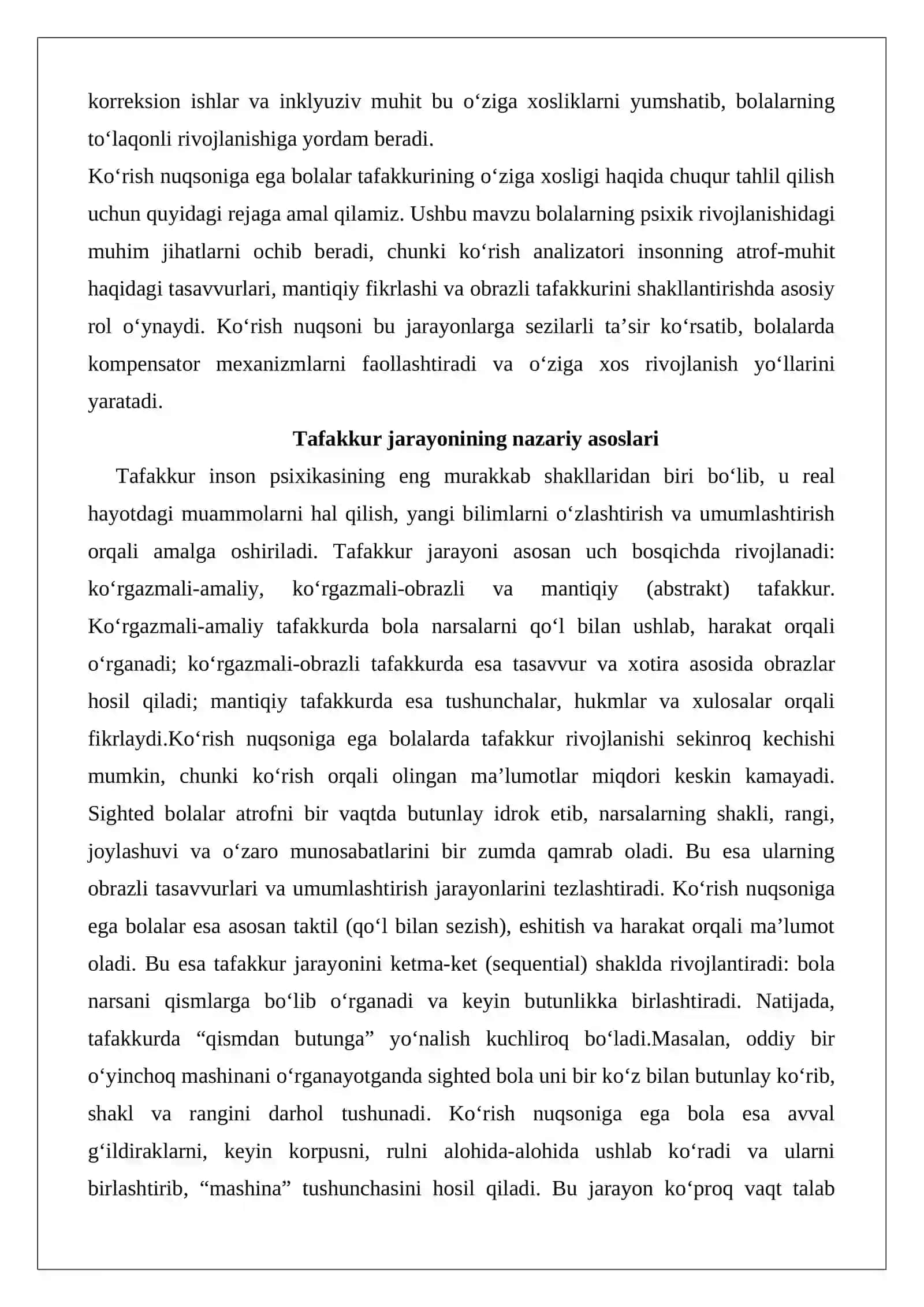 Ko‘rish nuqsoniga ega bolalar tafakkuri, nutqi va shaxslararo munosabatining o‘ziga xosligi 3