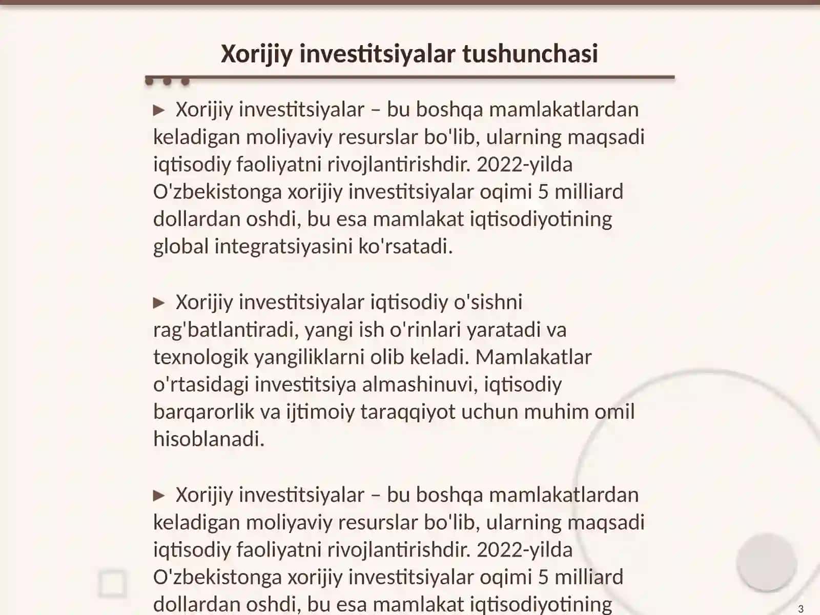 Iqtisodiyotni rivojlantirishda xorijiy investitsiyalarning roli 3