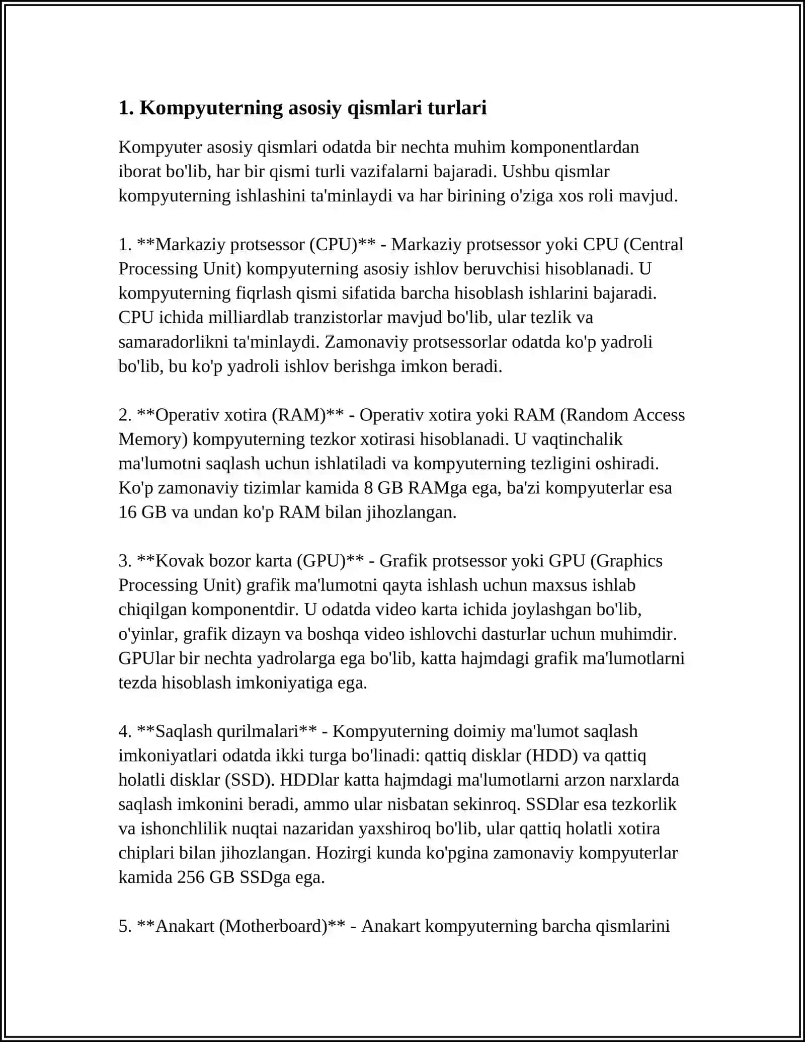 Kompyuterning asosiy qismlari va ishlash printsipi 3