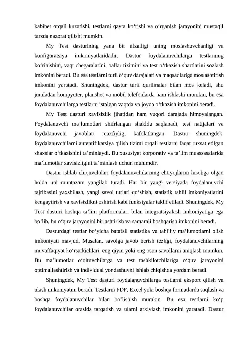 My test dasturi imkoniyatlari 3
