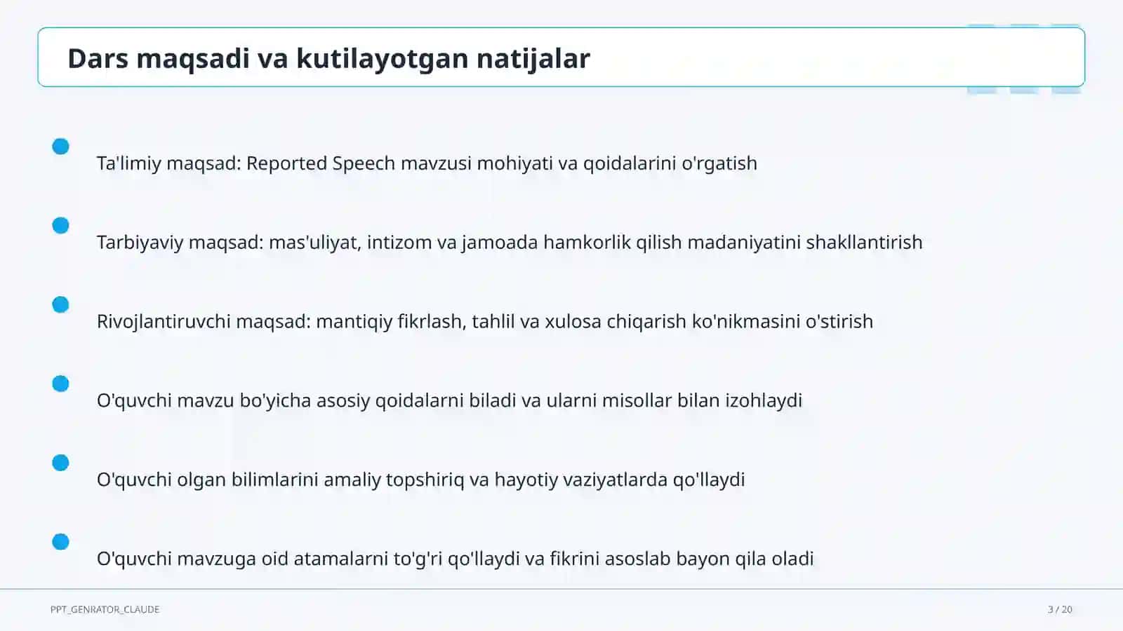 Reported Speech (9-sinf) 1