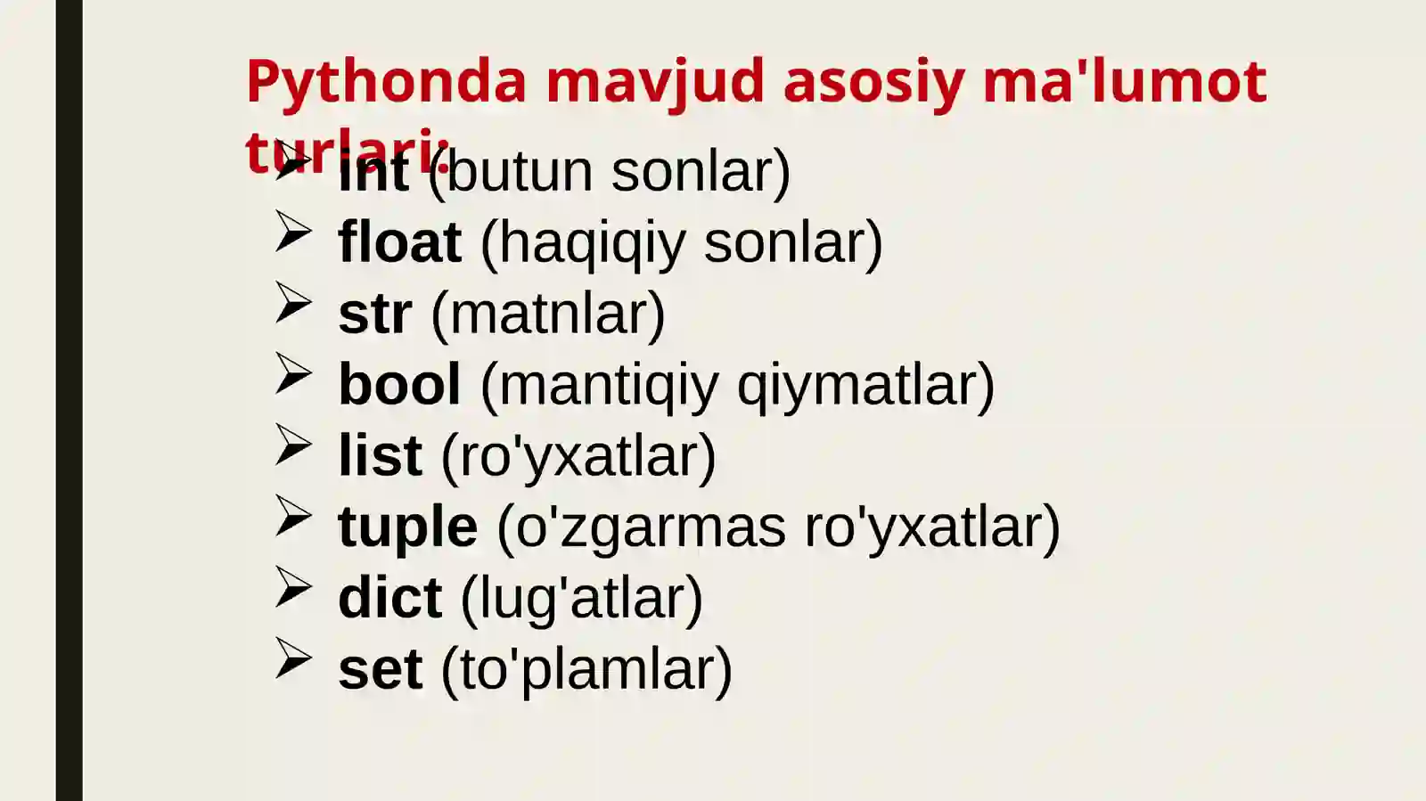 Python Ma'lumot Turlari 3