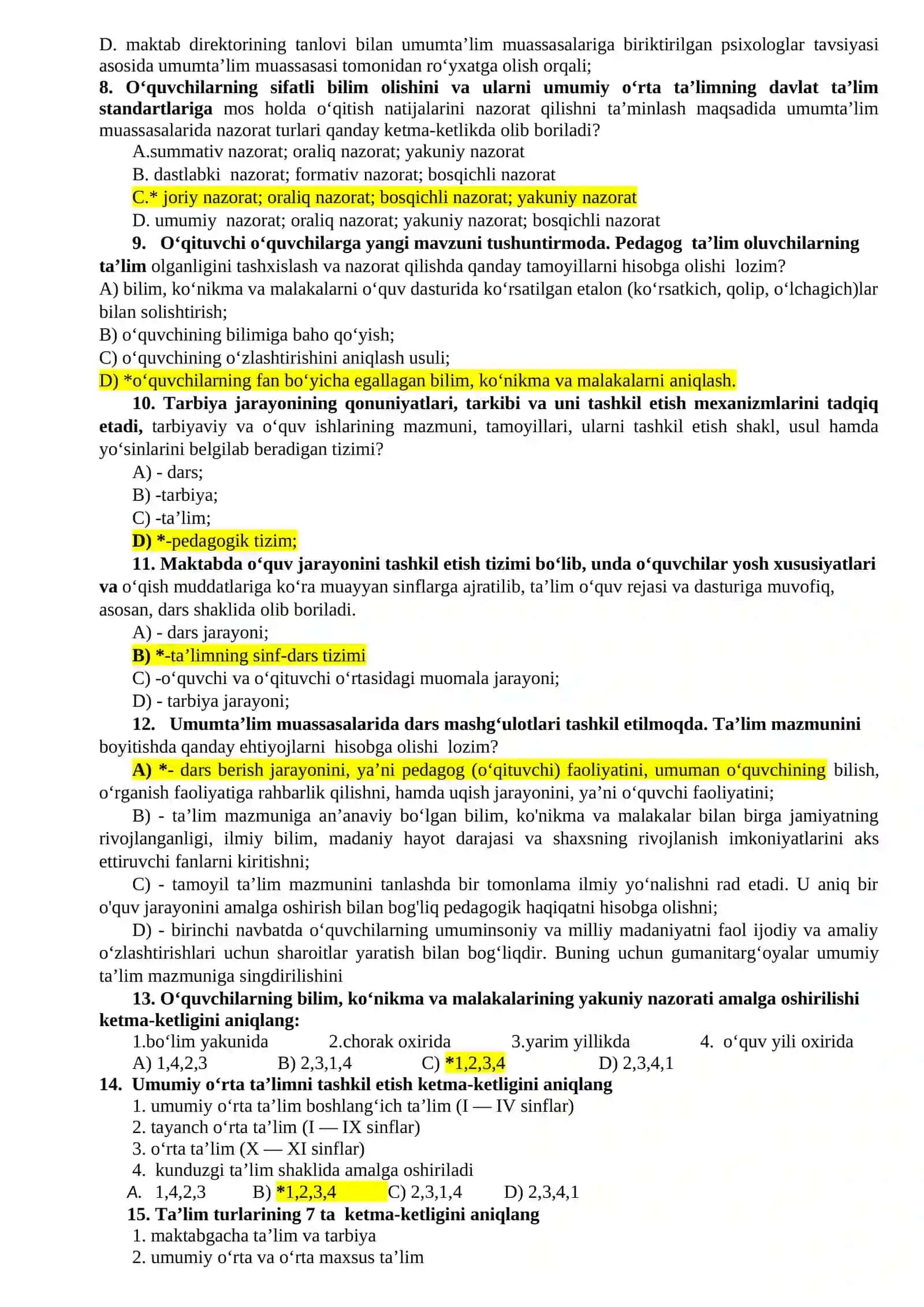 Menejerlik kursi test savollari 3
