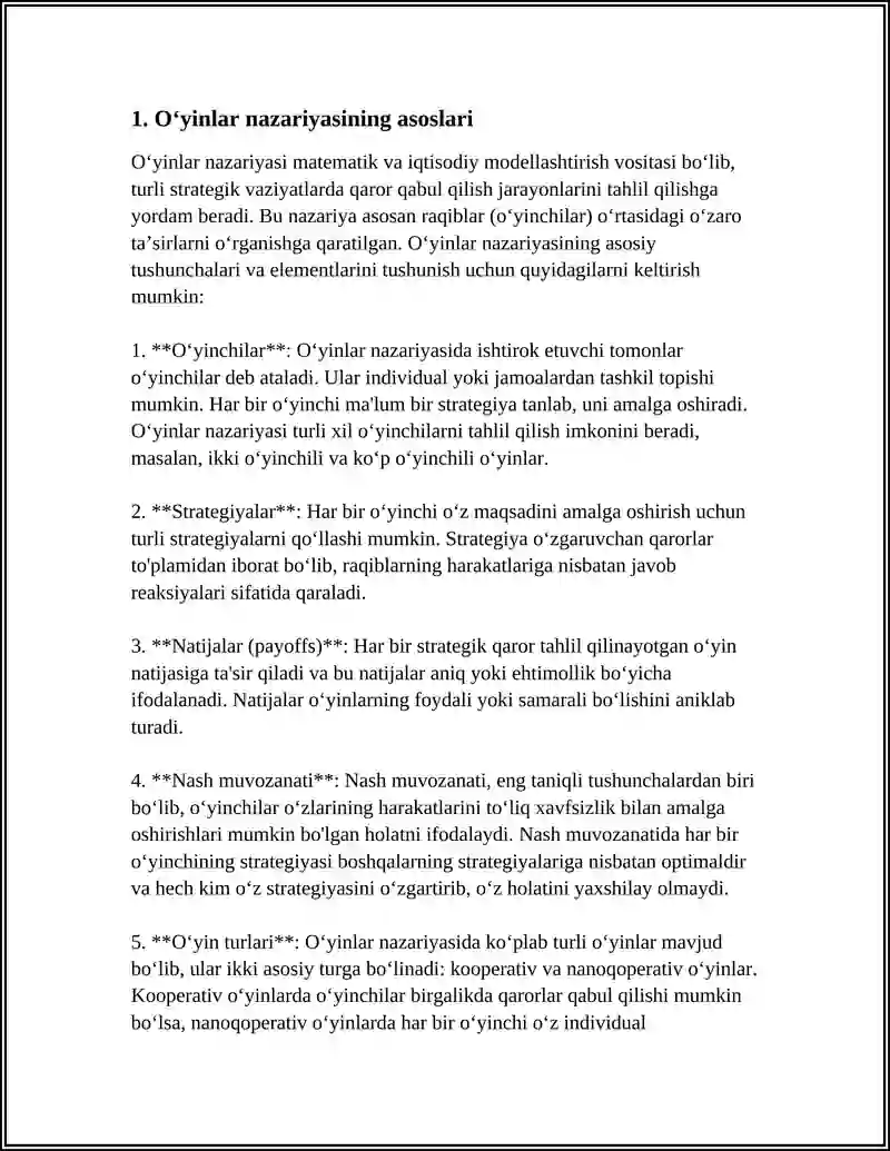 O’YINLAR NAZARIYASI VA RAQOBAT STRATEGIYASI 3