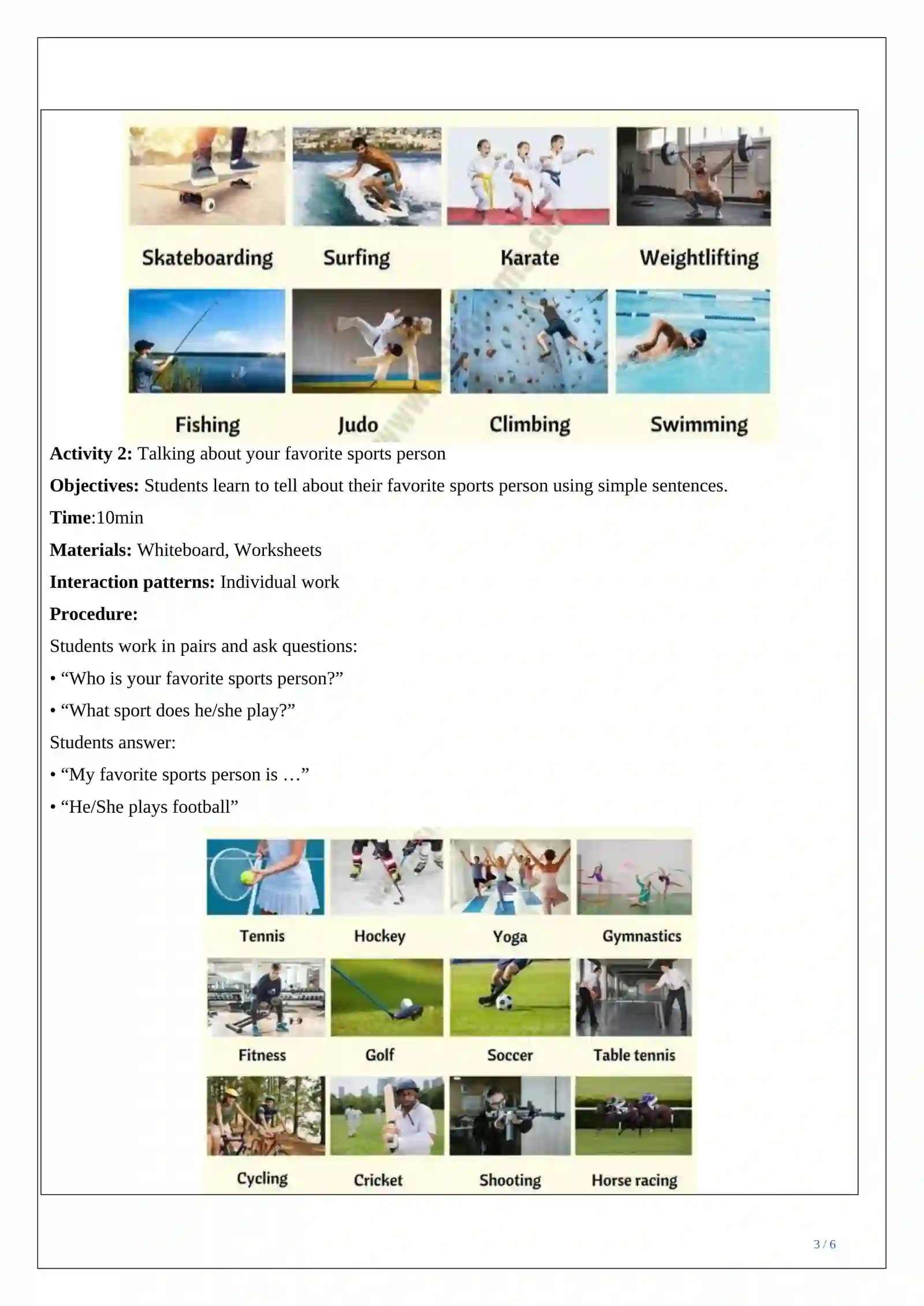 Lesson plan ESP Famous sports people 3