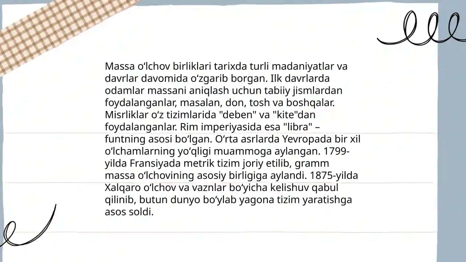 Massa oʻlchov birliklari mavzusida misol va masalalar yechishga oʻrgatish metodikasi 3
