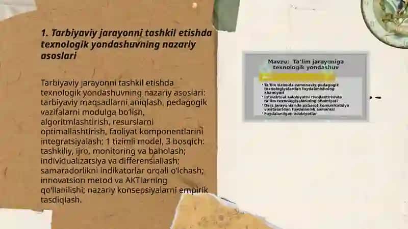 Tarbiyaviy jarayonni tashkil etishda texnologik yondashuvning nazariy asoslari 3