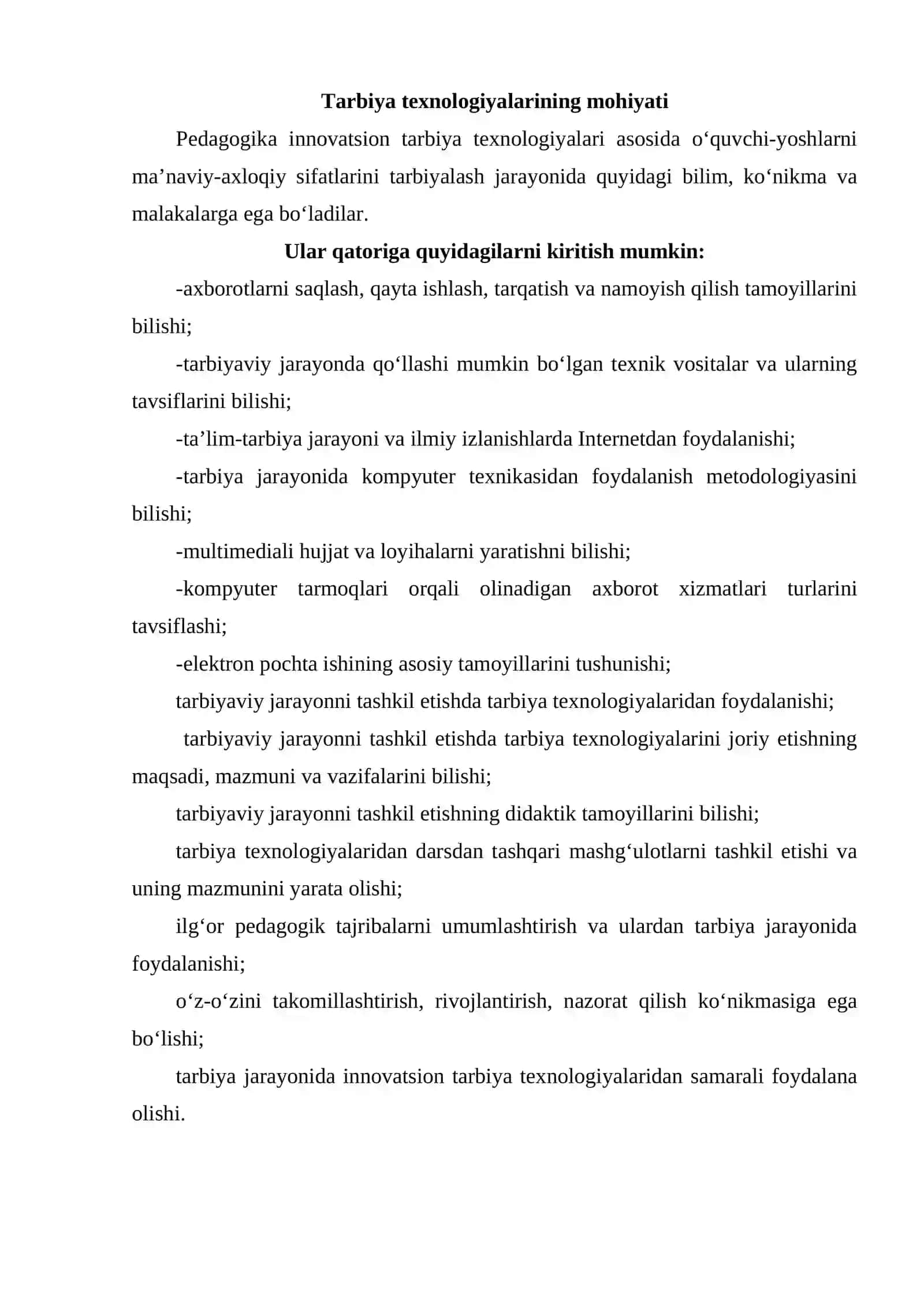 O’qituvchining tarbiya texnologiyalari asosida faoliyat olib borishi 3