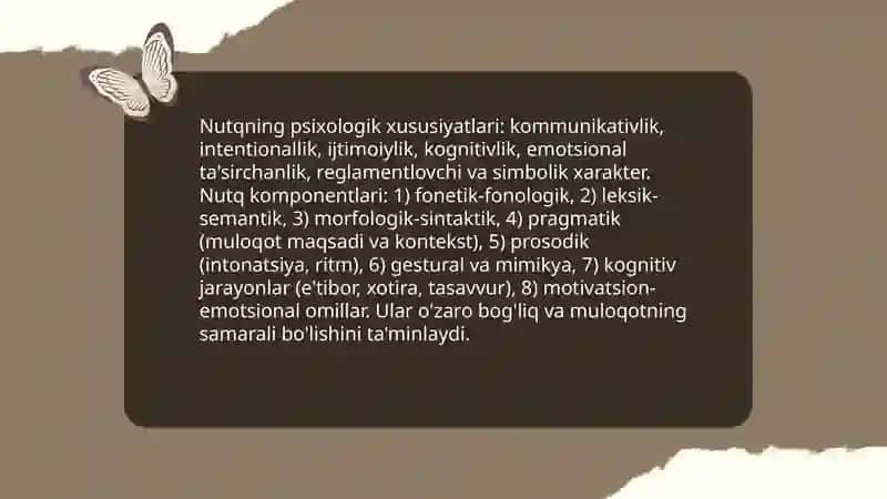 Nutqning psixologik xususiyatlari. Muloqot psixologiyasi 3