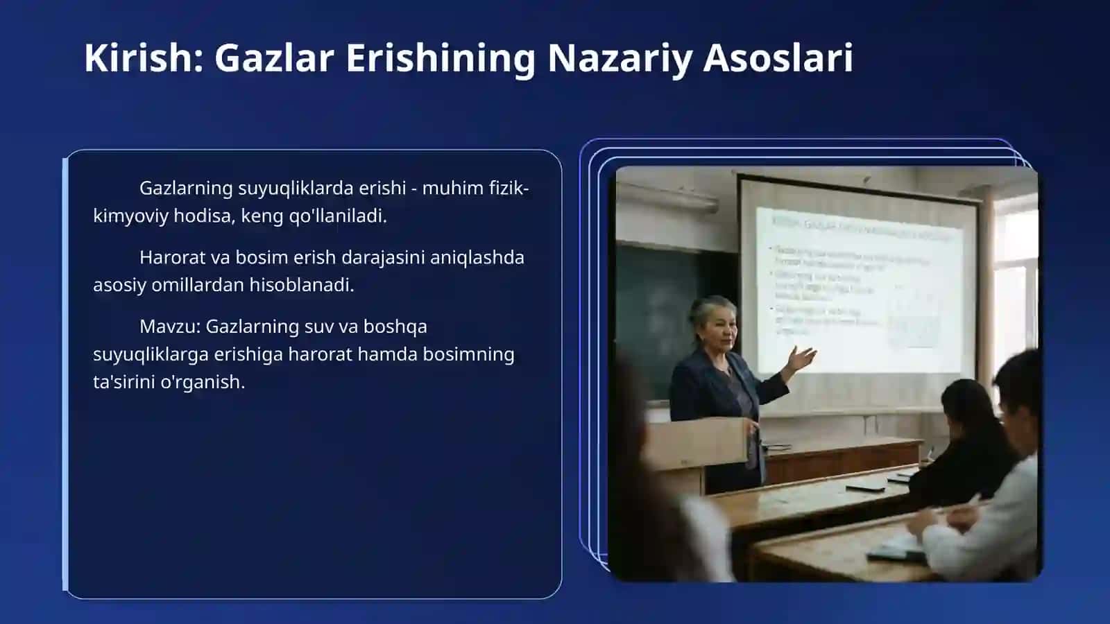 Gazlarning suv va boshqa suyuqliklarga erishiga harorat hamda bisimni urganish 3