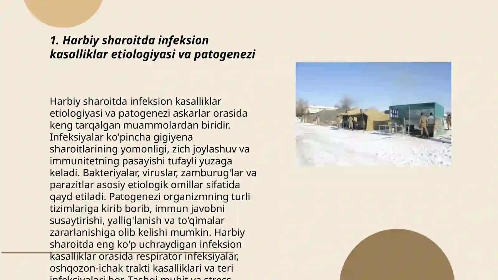Harbiy sharoitda kelib chiqadigan kasalliklar etiologiyasi patogenezi tashxisoti va davolash printsiplari 3