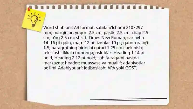 Iqtisodiy mavzuda ilmiy maqola yoki refarani Word orqali tayyorlash 3