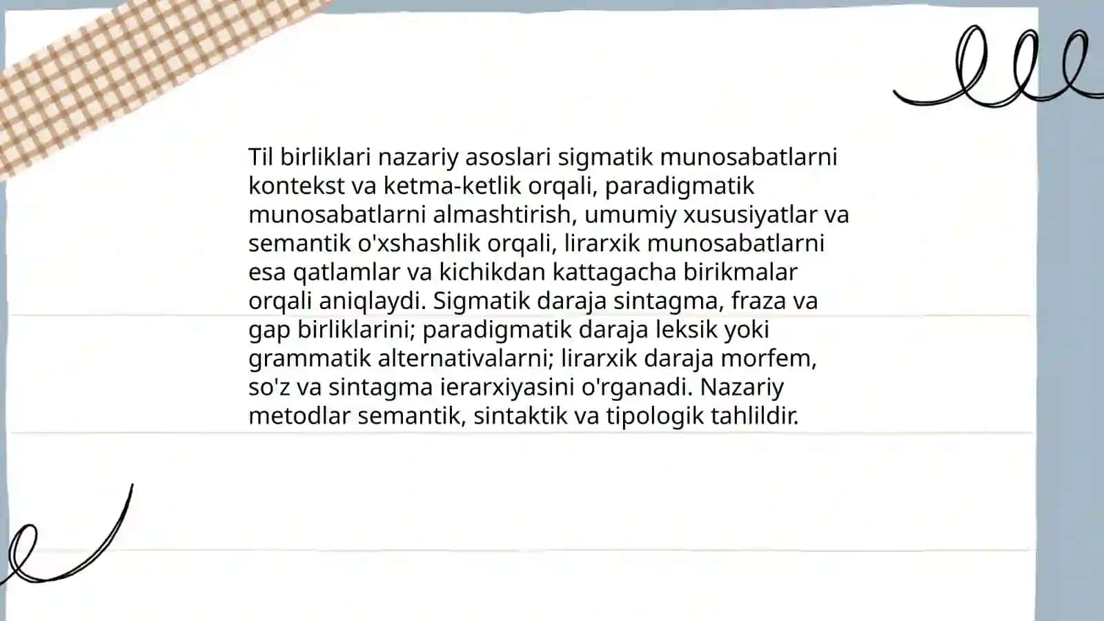 Til birliklarning o‘zaro munosabati sigmatik paradigmatik lirarxik munosabati 3