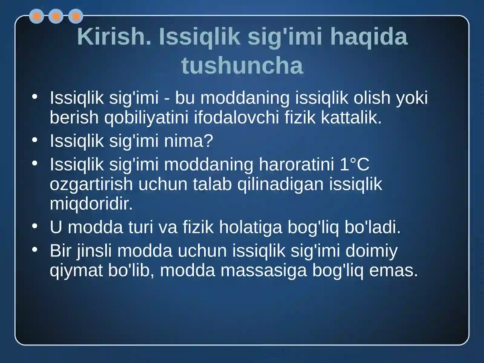 Issiqlik sigʻimi 3