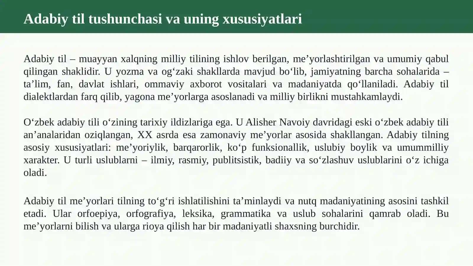 O‘zbek adabiy tilining me’yorlari va nutq madaniyati 3