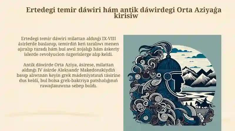 Ertedegi temir dáwiri hám antik dáwirdegi Orta Aziyanıń tariyxıy-mádeniy rawajlanıwı 3