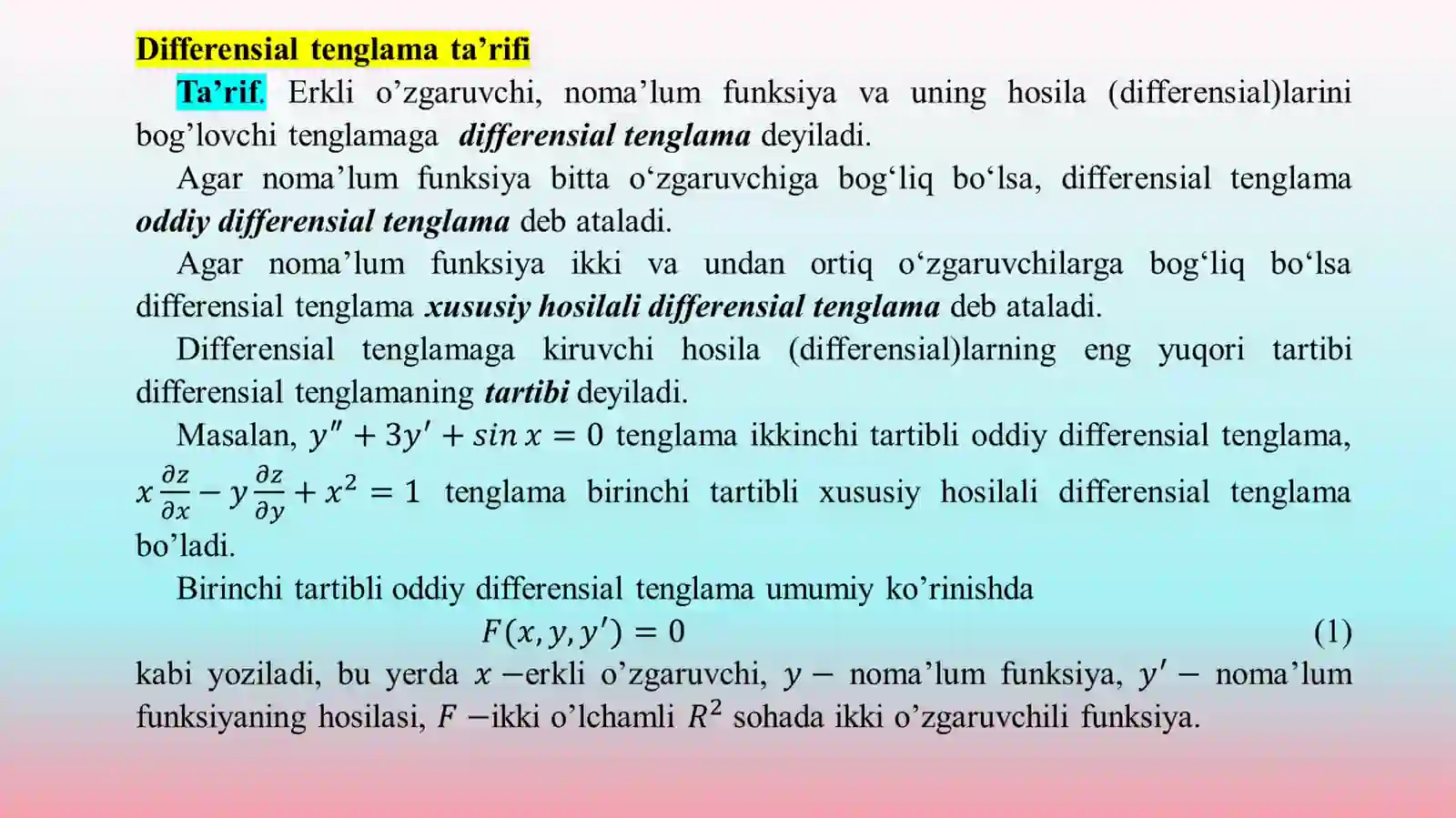 Differensial tenglamalar 3