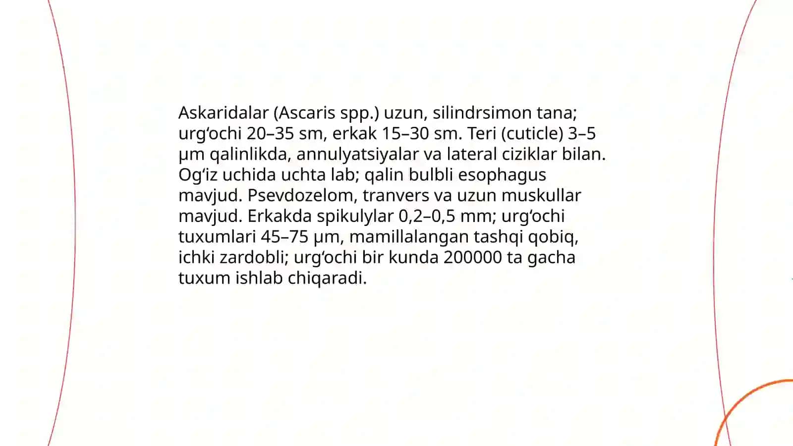 Askaridalar tuzilishi va hayot sikli ularning chorvachilik va tibbiyotdagi ahamiyatini tahlil qilish 3