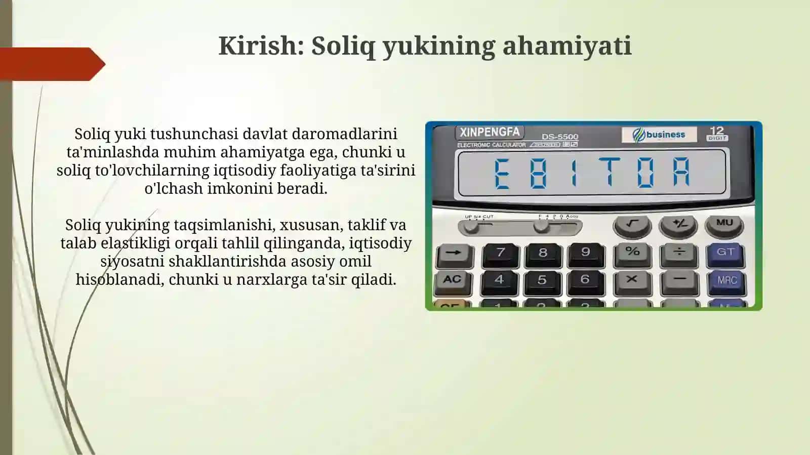 Talab va taklif elastikligi va soliq yukini hisoblash 3