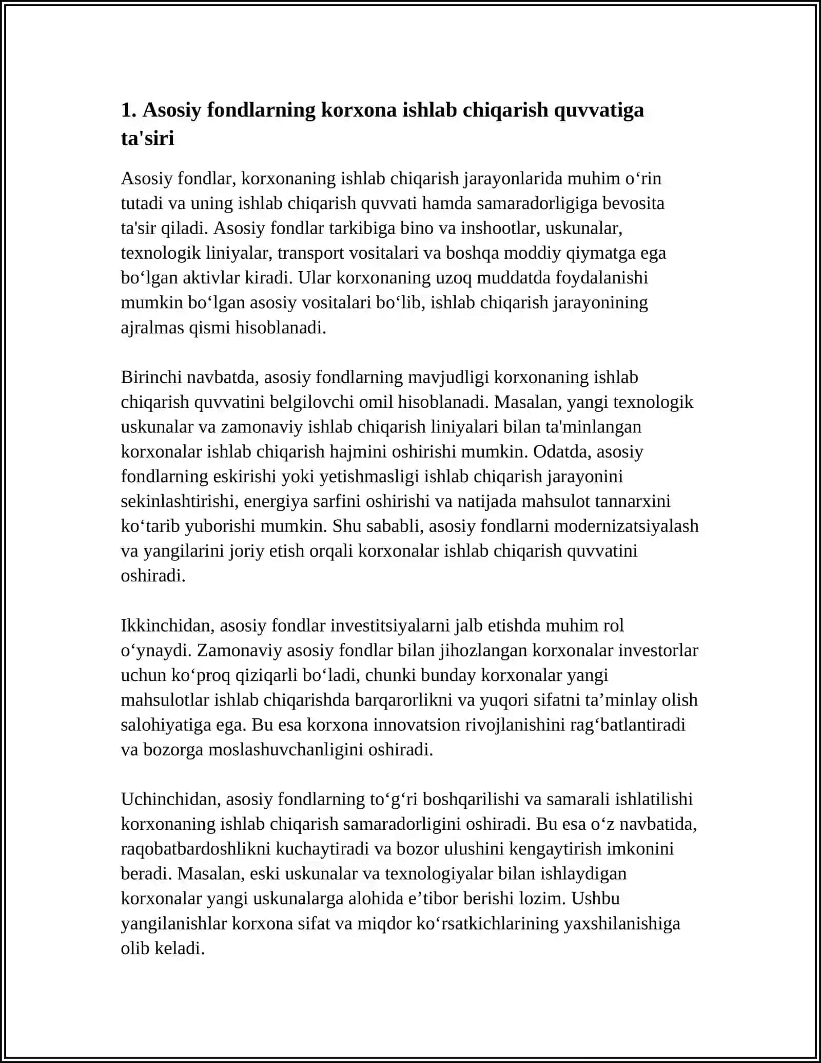 ASOSIY FONDLARNING KORXONA FAOLIYATIDAGI AHAMIYATI NIMADA 3