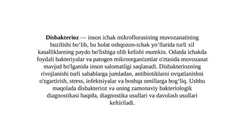 Disbakterioz va dizbakteriozning zamonaviy bakteriologik diagnostikasi 3