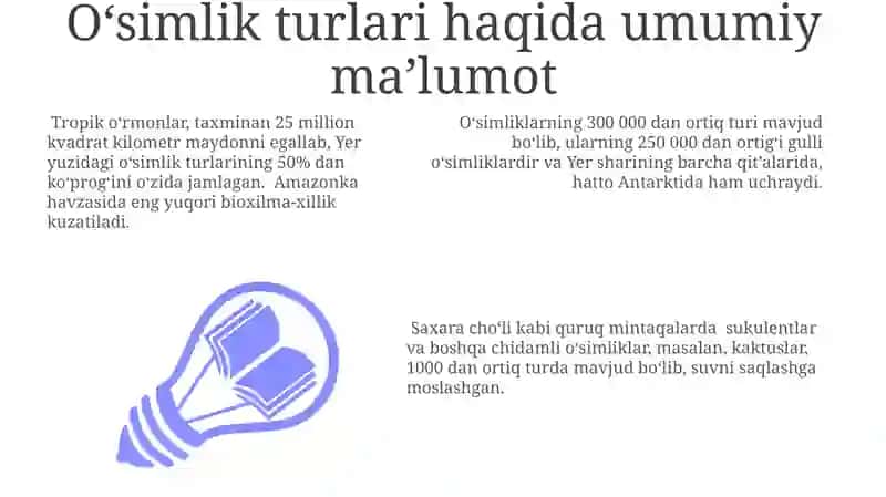Oʻsimlik turkumlari va ularning tabiy joylashishi xaritada belgilash 3