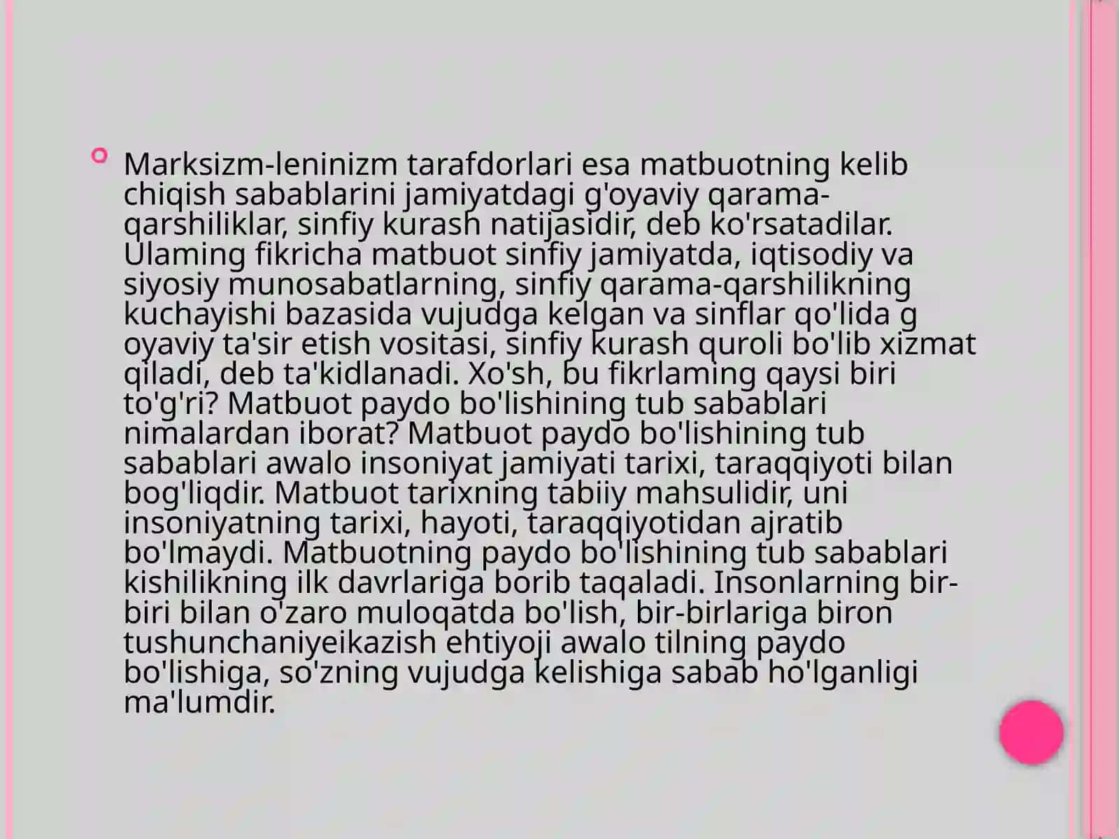 MATBUOT PAYDO BO'LISHINING IJTIMOIY - SIYOSIY SABABLARI 3