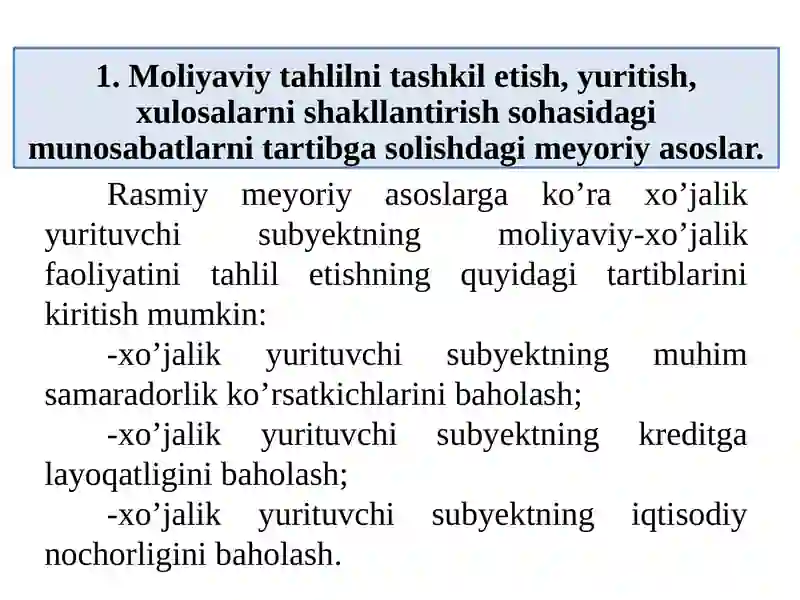 2-mavzu. Moliyaviy tahlilni tashkil etish va axborot manbalari 3