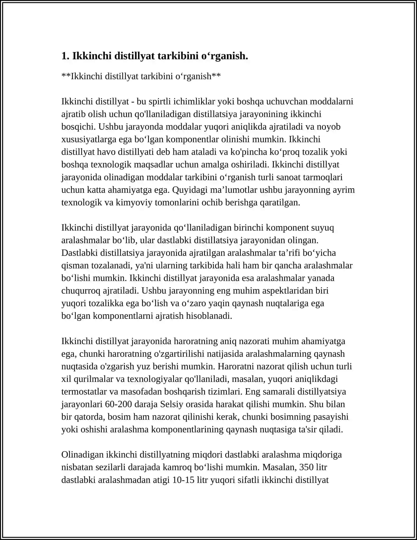 Ikkinchi distillyat tarkibini oʻrganish 3